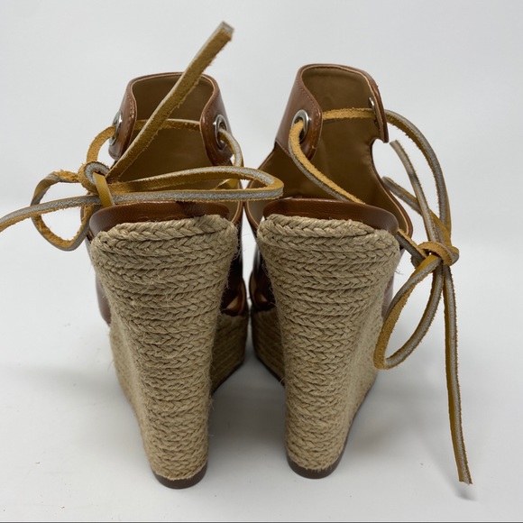 Schutz Ilione Platform Wedge Sandals lace up tan 5 - Picture 8 of 11